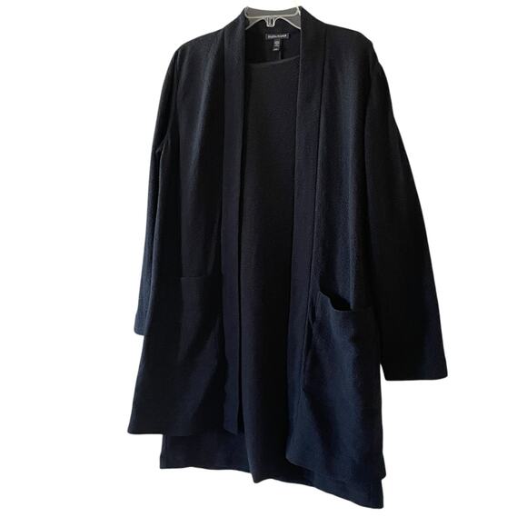 EILEEN FISHER Size Medium Black Sleeveless Dress Open Topper Jacket 2-Piece Set - Picture 10 of 10